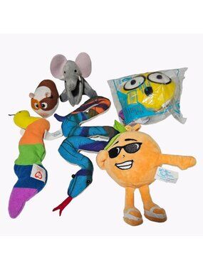 Hamster Elephant Worm Snake Orange Smiley Face Lot Of 6 Plush Stuffed Animals